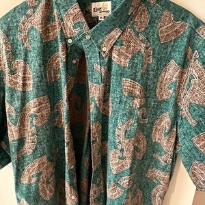 Reyn Spooner Teal and Beige Casual Shirt